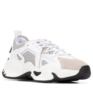 Emporio Armani Men's White Gray Mesh Suede Chunky Sneaker